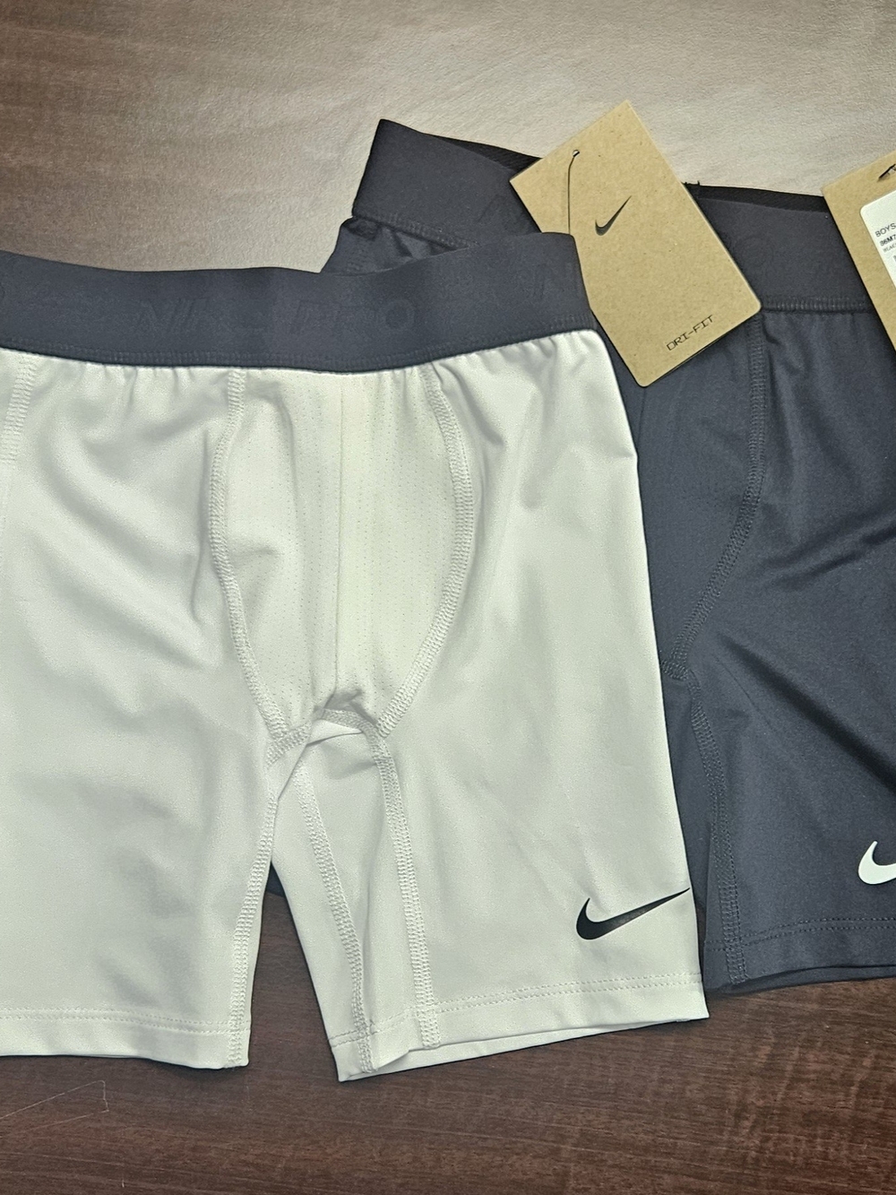 Nike Kids Dri-FIT Active Shorts — White and Black